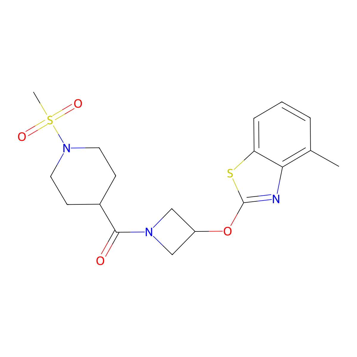 (3-((4-Methylbenzo[d]thiazol-2-yl)oxy)azetidin-1-yl)(1-(methylsulfonyl)piperidin-4-yl)methanone molecular structure, CAS 1396760-62-5