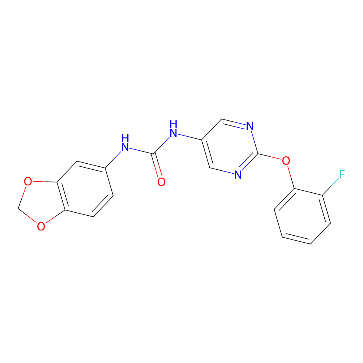 1-(Benzo[d][1,3]dioxol-5-yl)-3-(2-(2-fluorophenoxy)pyrimidin-5-yl)urea molecular structure, CAS 1396760-67-0