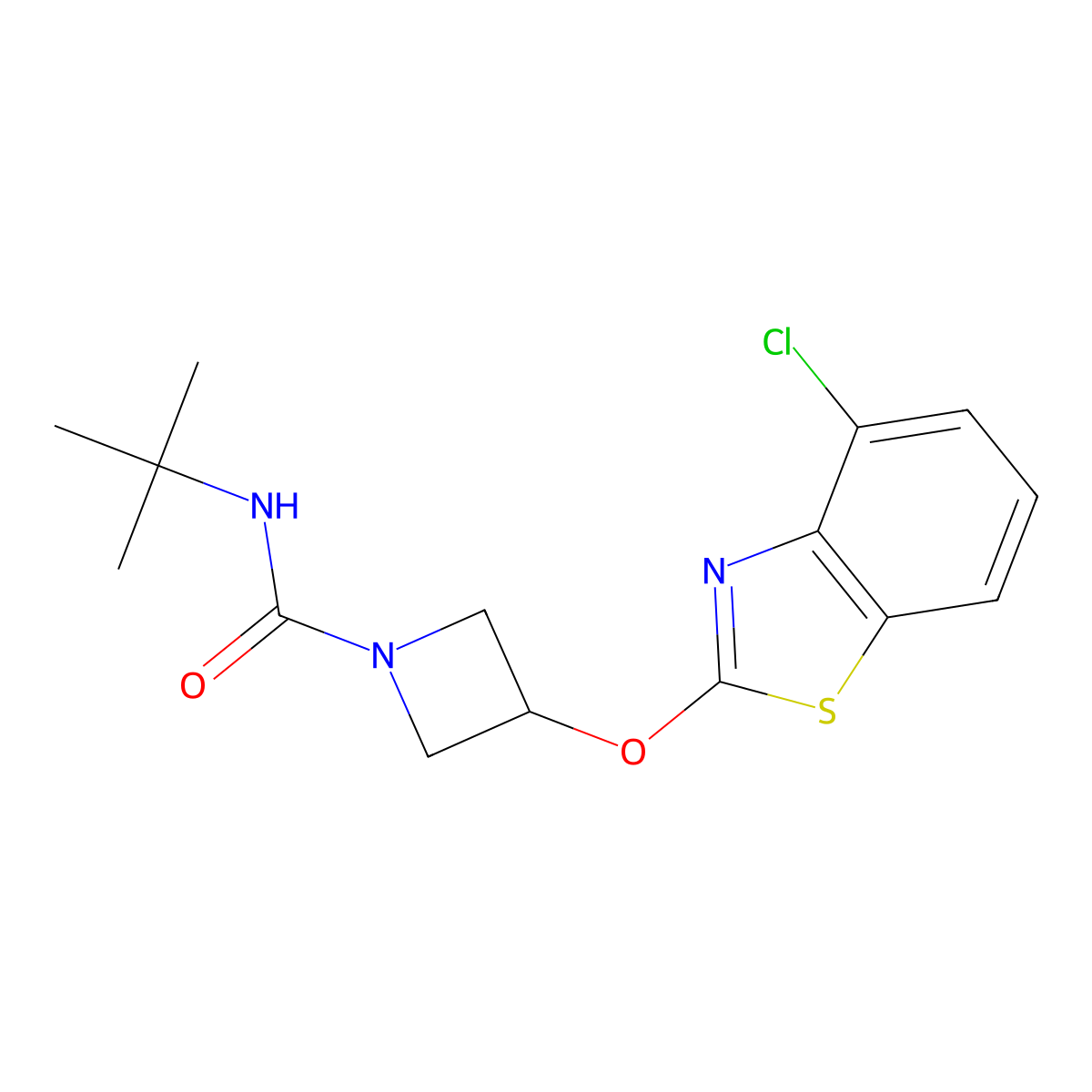 N-(tert-butyl)-3-((4-chlorobenzo[d]thiazol-2-yl)oxy)azetidine-1-carboxamide molecular structure, CAS 1396760-70-5