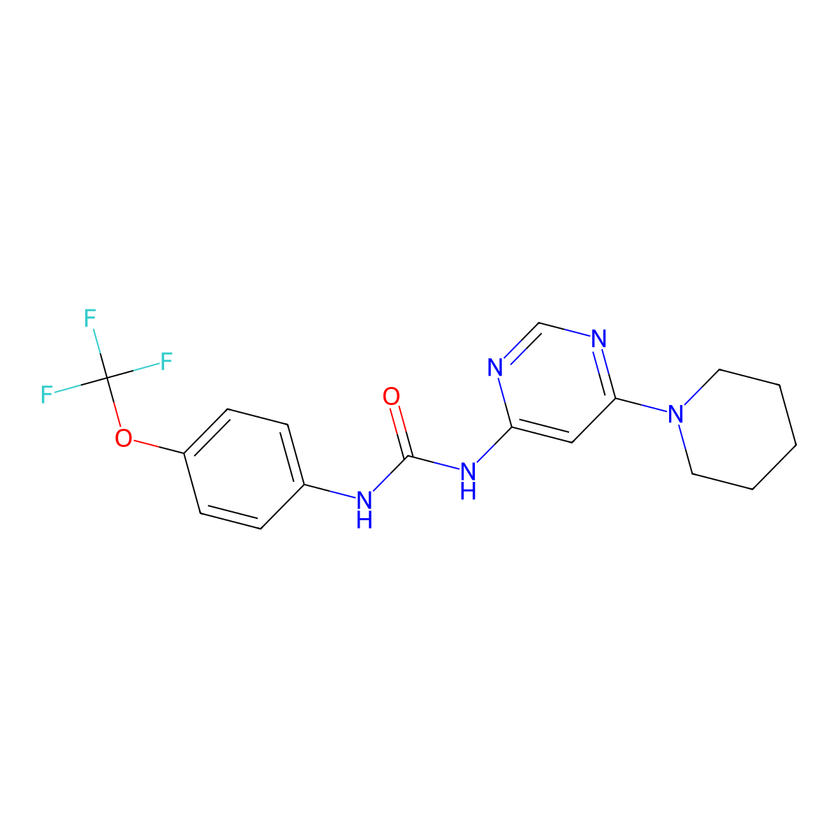 1-(6-(Piperidin-1-yl)pyrimidin-4-yl)-3-(4-(trifluoromethoxy)phenyl)urea molecular structure, CAS 1396760-71-6