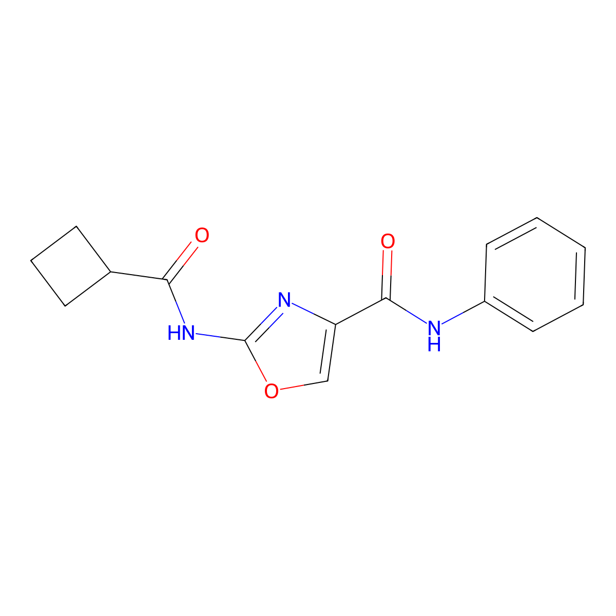2-(cyclobutanecarboxamido)-N-phenyloxazole-4-carboxamide molecular structure, CAS 1396760-72-7