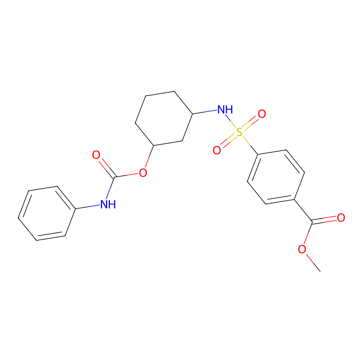 methyl 4-(N-(3-((phenylcarbamoyl)oxy)cyclohexyl)sulfamoyl)benzoate molecular structure, CAS 1396760-74-9