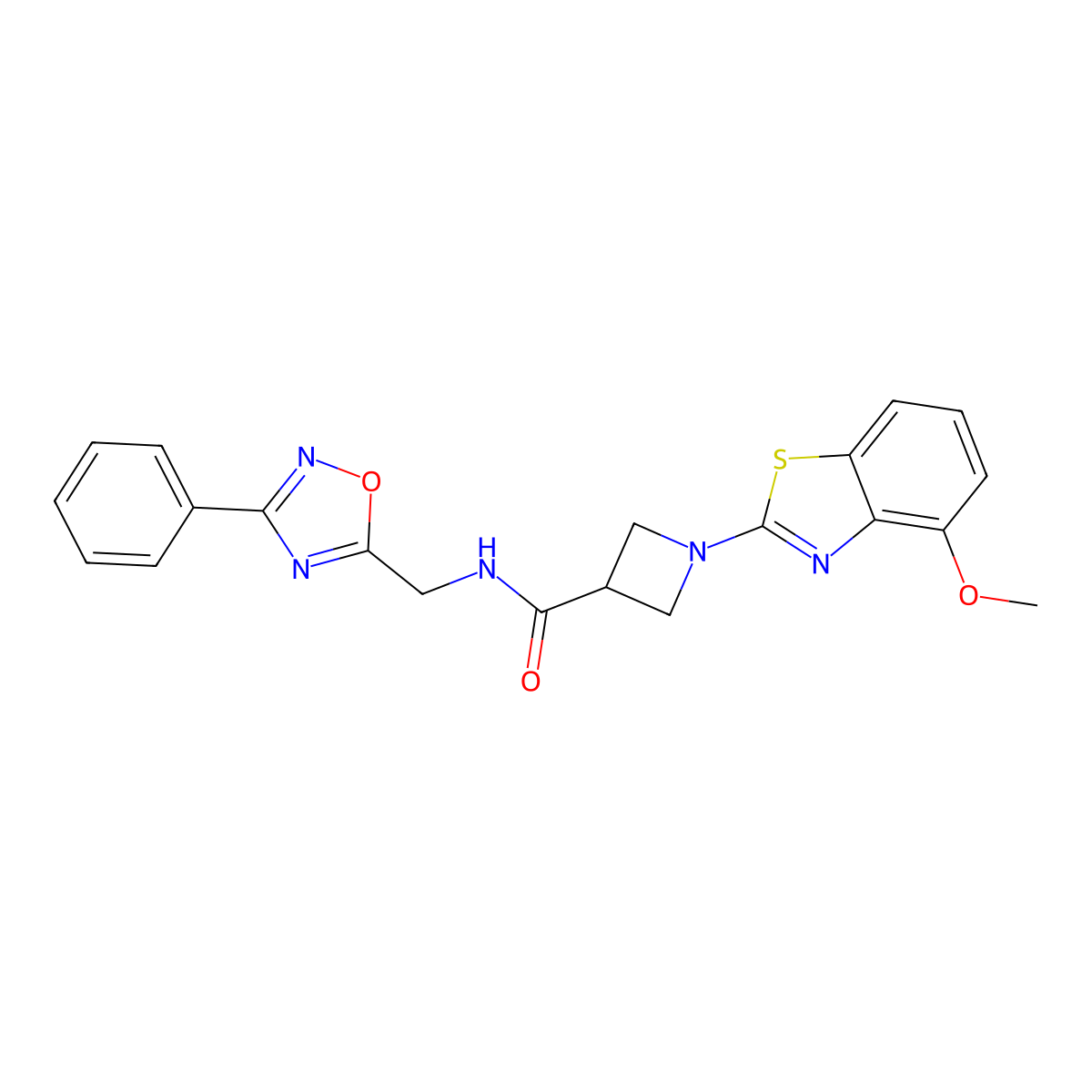 1-(4-methoxybenzo[d]thiazol-2-yl)-N-((3-phenyl-1,2,4-oxadiazol-5-yl)methyl)azetidine-3-carboxamide molecular structure, CAS 1396760-78-3