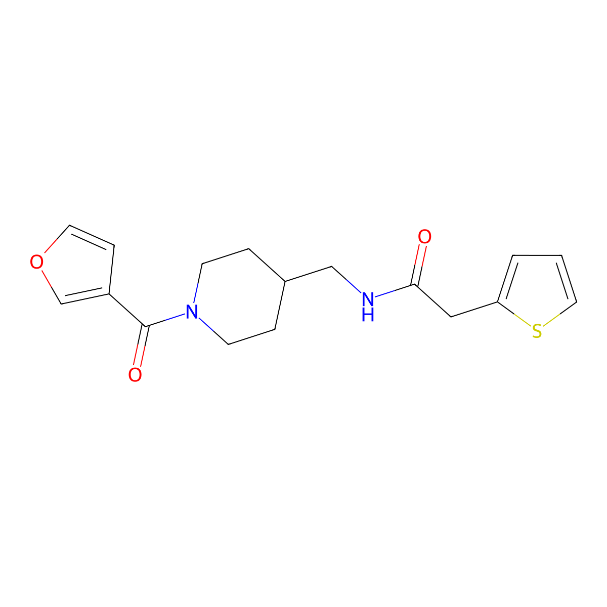N-{[1-(furan-3-carbonyl)piperidin-4-yl]methyl}-2-(thiophen-2-yl)acetamide molecular structure, CAS 1396760-79-4
