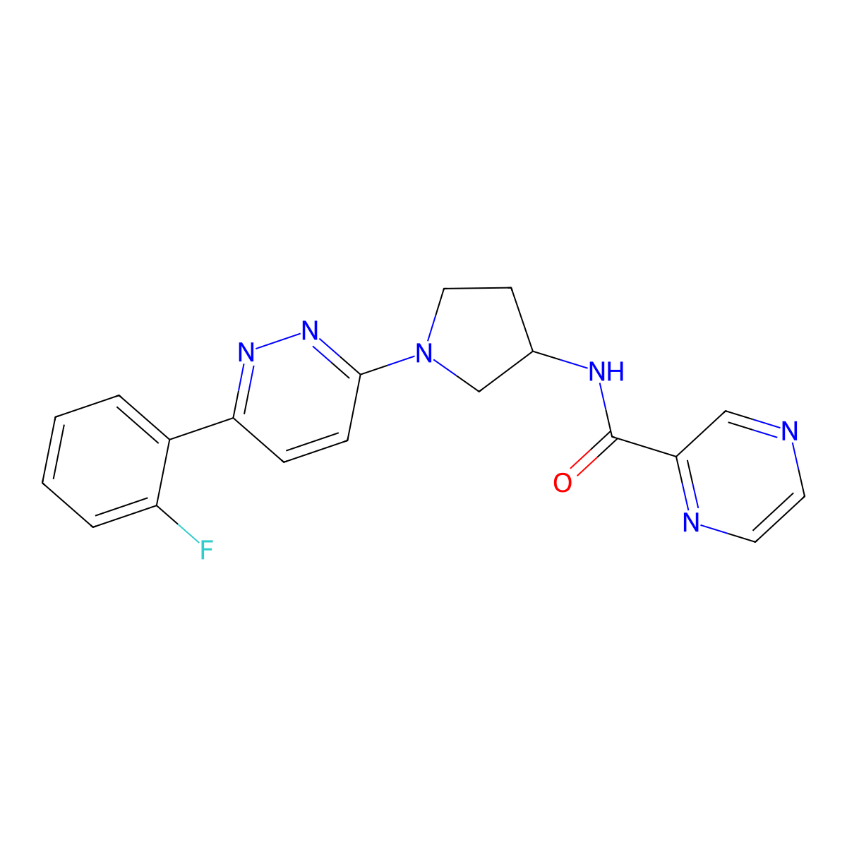 N-{1-[6-(2-fluorophenyl)pyridazin-3-yl]pyrrolidin-3-yl}pyrazine-2-carboxamide molecular structure, CAS 1396760-81-8