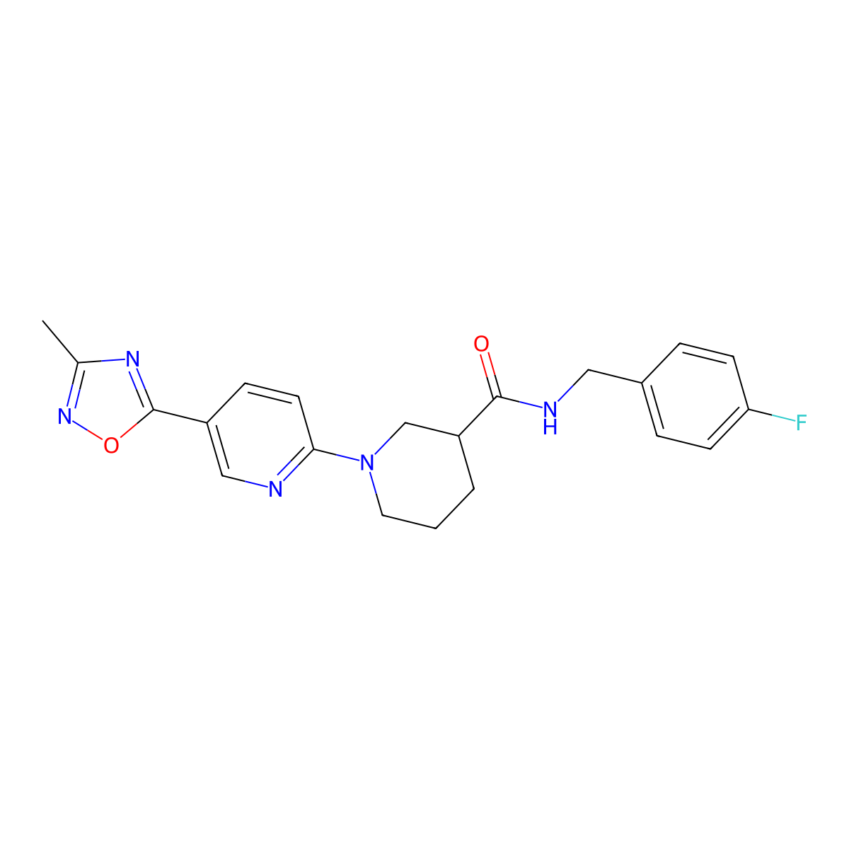 N-(4-fluorobenzyl)-1-[5-(3-methyl-1,2,4-oxadiazol-5-yl)pyridin-2-yl]piperidine-3-carboxamide molecular structure, CAS 1396760-92-1