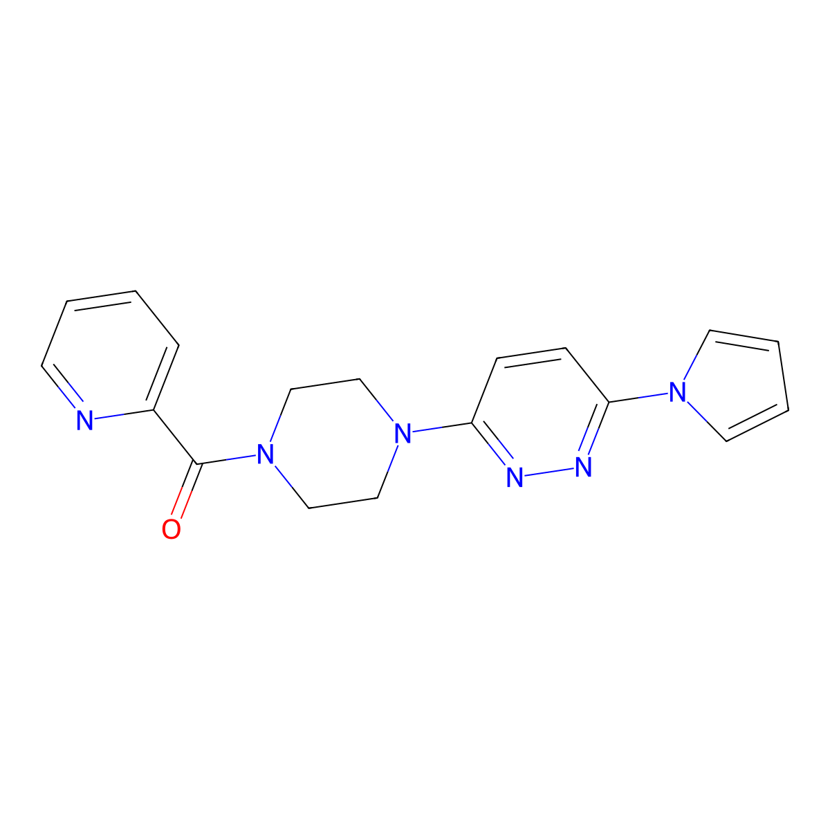(4-(6-(1H-pyrrol-1-yl)pyridazin-3-yl)piperazin-1-yl)(pyridin-2-yl)methanone molecular structure, CAS 1396760-98-7