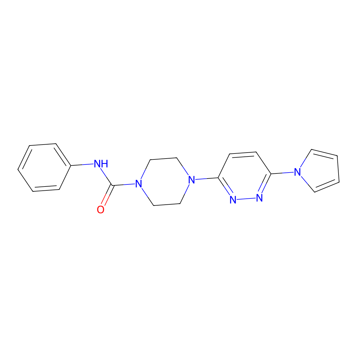 4-(6-(1H-pyrrol-1-yl)pyridazin-3-yl)-N-phenylpiperazine-1-carboxamide molecular structure, CAS 1396761-05-9