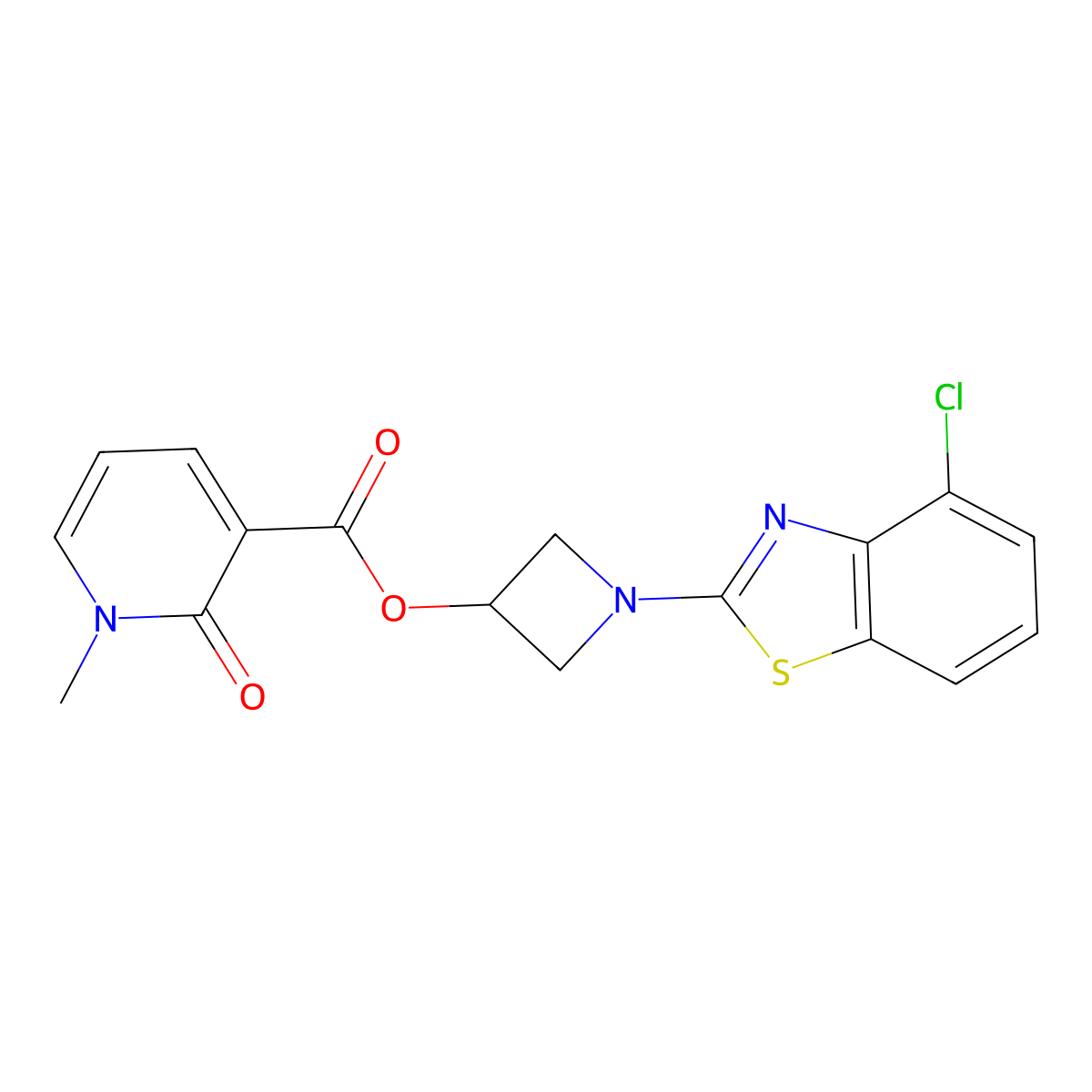 1-(4-Chlorobenzo[d]thiazol-2-yl)azetidin-3-yl 1-methyl-2-oxo-1,2-dihydropyridine-3-carboxylate molecular structure, CAS 1396761-08-2