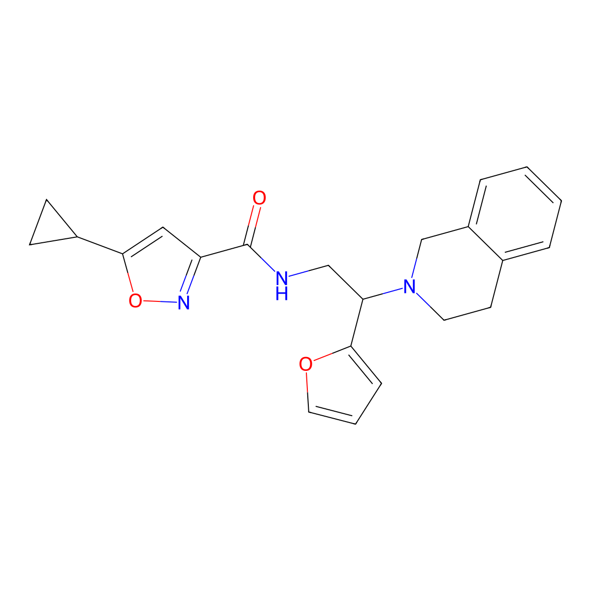 5-cyclopropyl-N-(2-(3,4-dihydroisoquinolin-2(1H)-yl)-2-(furan-2-yl)ethyl)isoxazole-3-carboxamide molecular structure, CAS 1396761-11-7