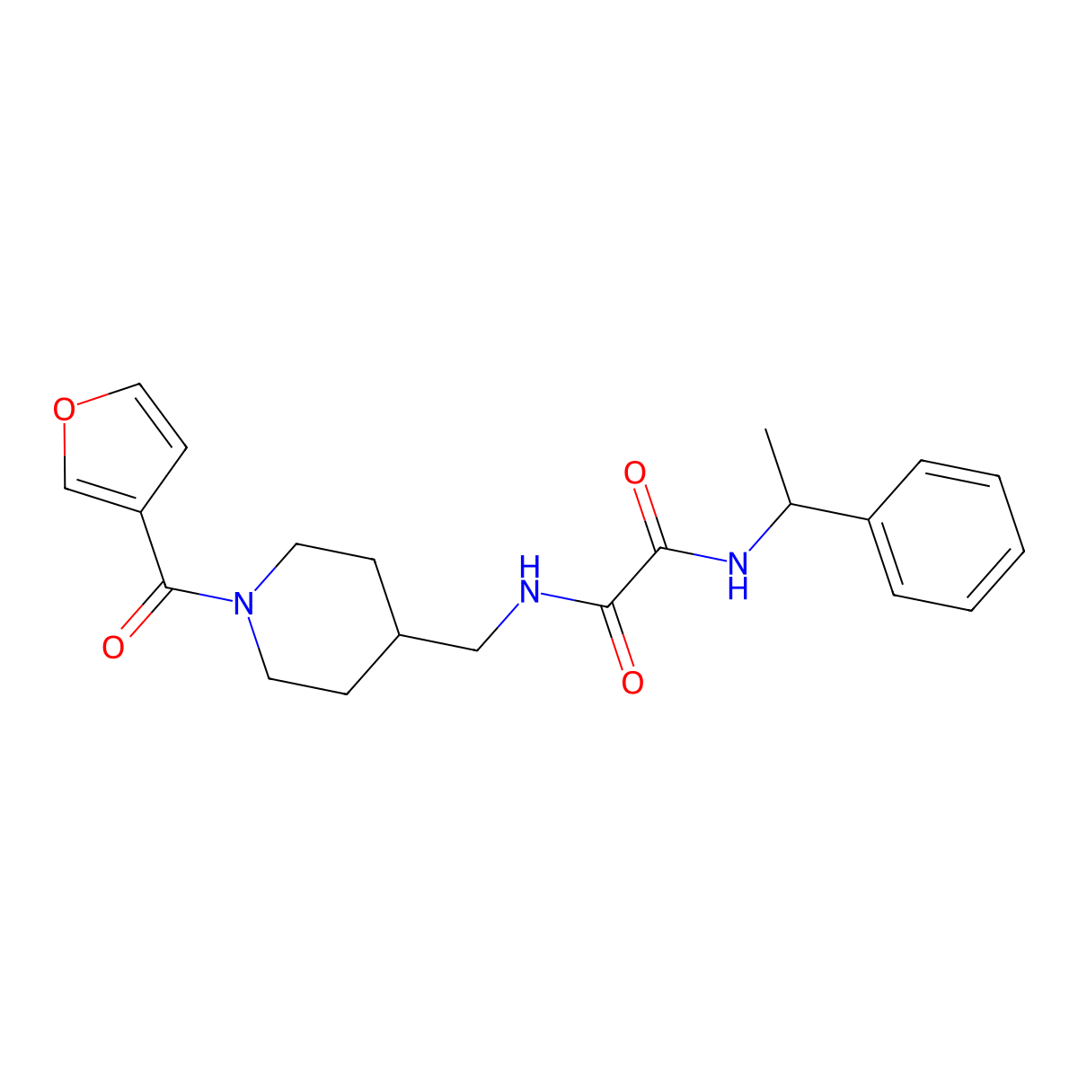 N1-((1-(furan-3-carbonyl)piperidin-4-yl)methyl)-N2-(1-phenylethyl)oxalamide molecular structure, CAS 1396761-13-9