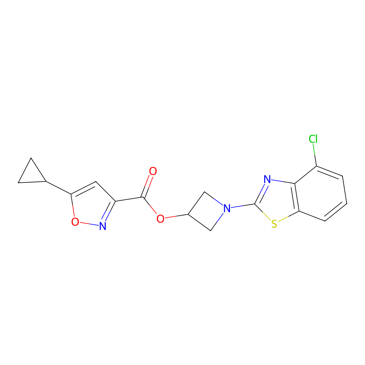1-(4-Chlorobenzo[d]thiazol-2-yl)azetidin-3-yl 5-cyclopropylisoxazole-3-carboxylate molecular structure, CAS 1396761-15-1