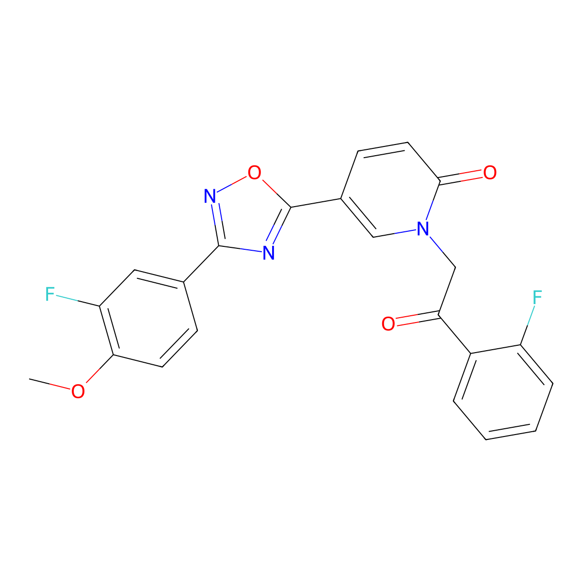 5-(3-(3-fluoro-4-methoxyphenyl)-1,2,4-oxadiazol-5-yl)-1-(2-(2-fluorophenyl)-2-oxoethyl)pyridin-2(1H)-one molecular structure, CAS 1396761-18-4