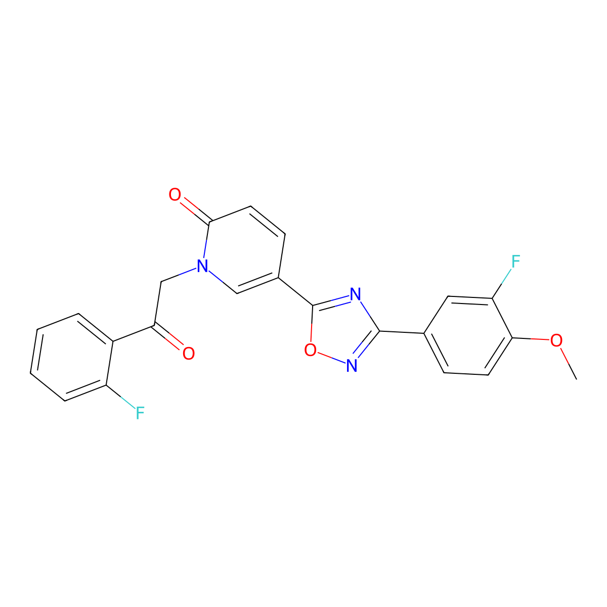 5-(3-(3-fluoro-4-methoxyphenyl)-1,2,4-oxadiazol-5-yl)-1-(2-(2-fluorophenyl)-2-oxoethyl)pyridin-2(1H)-one molecular structure, CAS 1396761-18-4