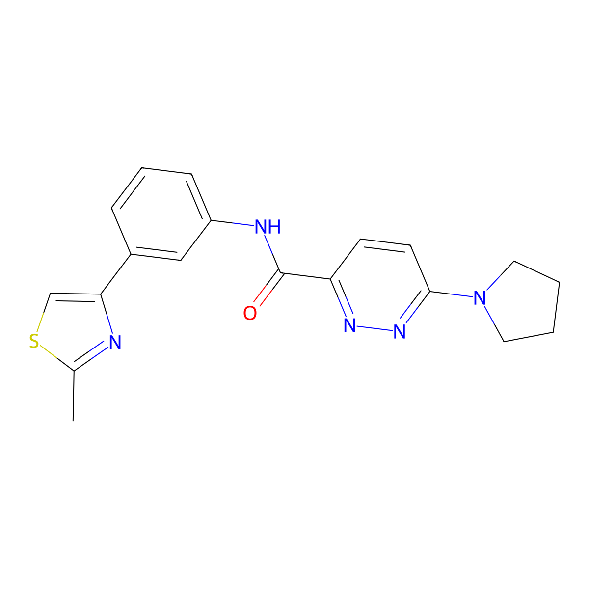 N-(3-(2-methylthiazol-4-yl)phenyl)-6-(pyrrolidin-1-yl)pyridazine-3-carboxamide molecular structure, CAS 1396761-21-9