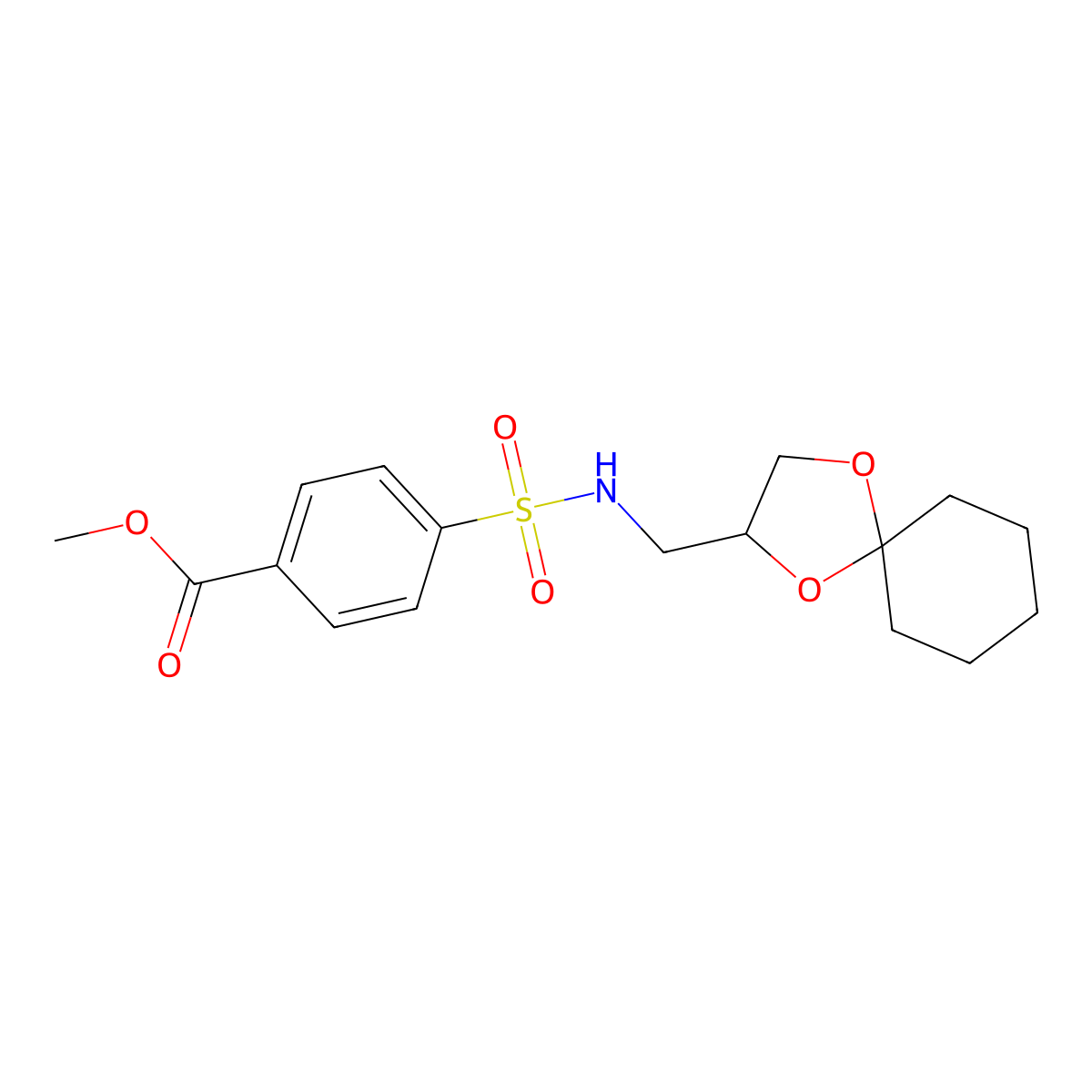methyl 4-(N-(1,4-dioxaspiro[4.5]decan-2-ylmethyl)sulfamoyl)benzoate molecular structure, CAS 1396761-23-1