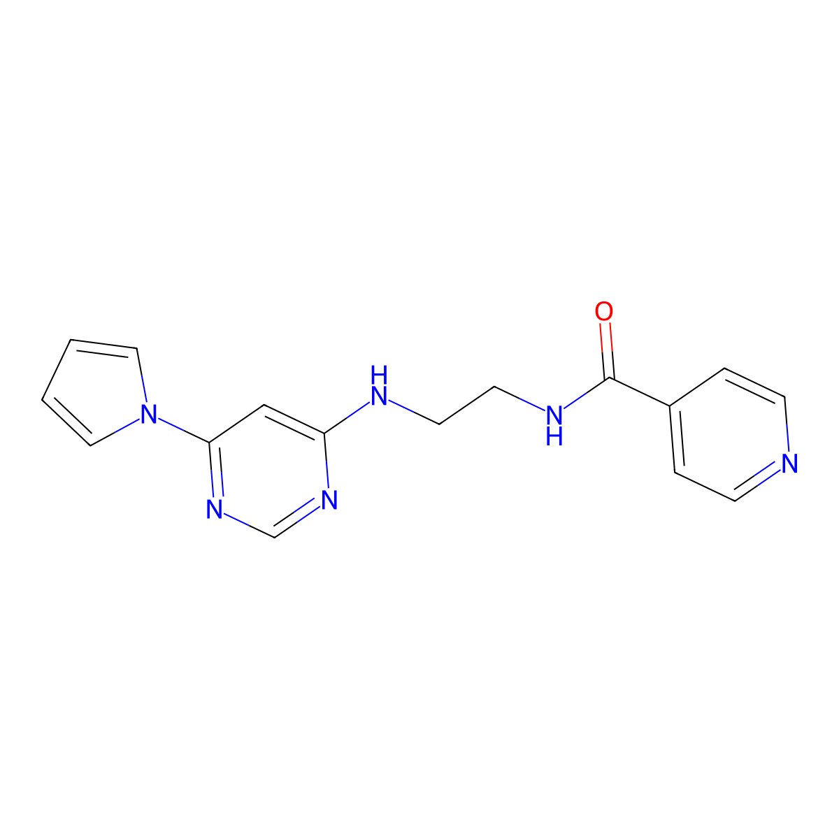 N-(2-((6-(1H-pyrrol-1-yl)pyrimidin-4-yl)amino)ethyl)isonicotinamide molecular structure, CAS 1396761-24-2
