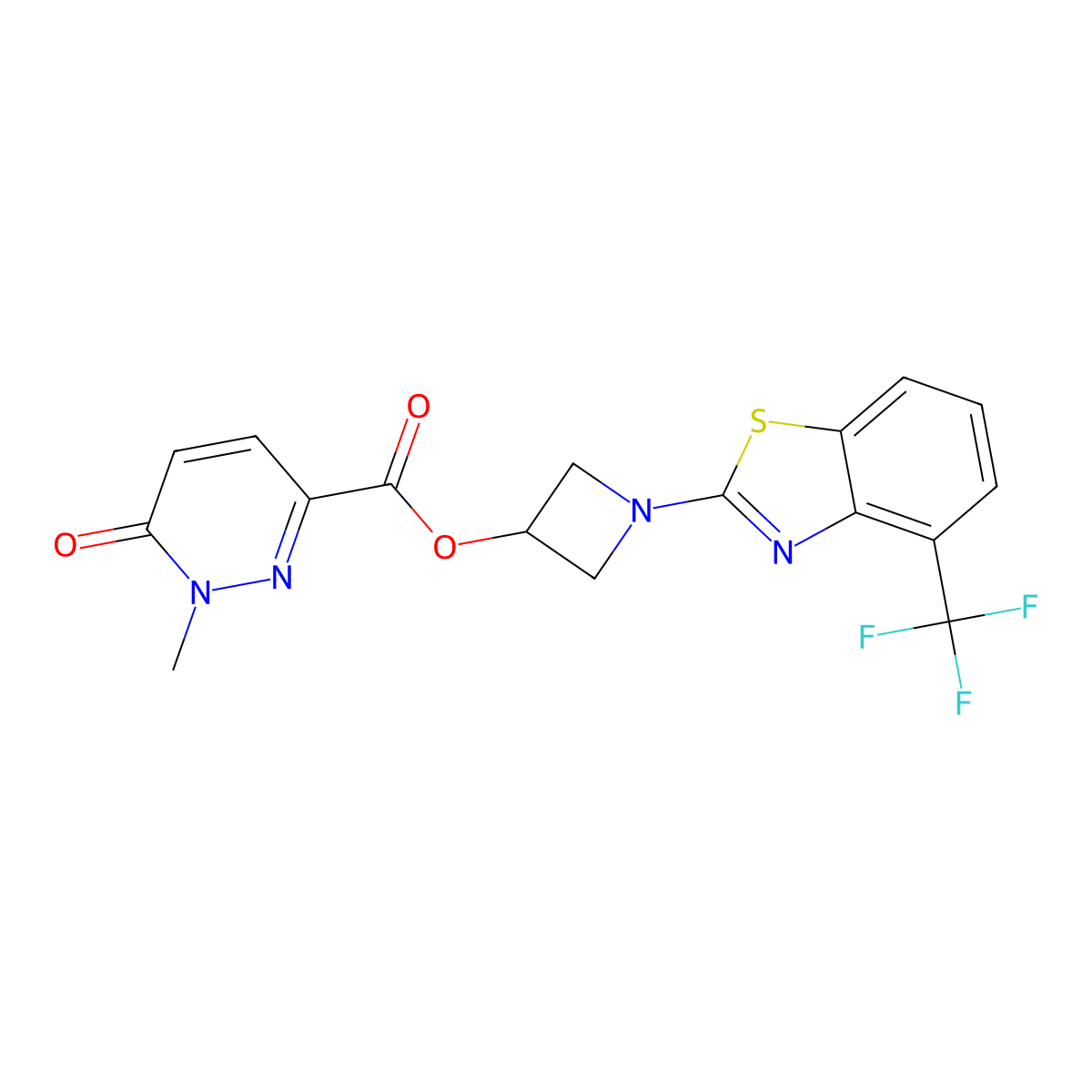 1-(4-(Trifluoromethyl)benzo[d]thiazol-2-yl)azetidin-3-yl 1-methyl-6-oxo-1,6-dihydropyridazine-3-carboxylate molecular structure, CAS 1396761-27-5