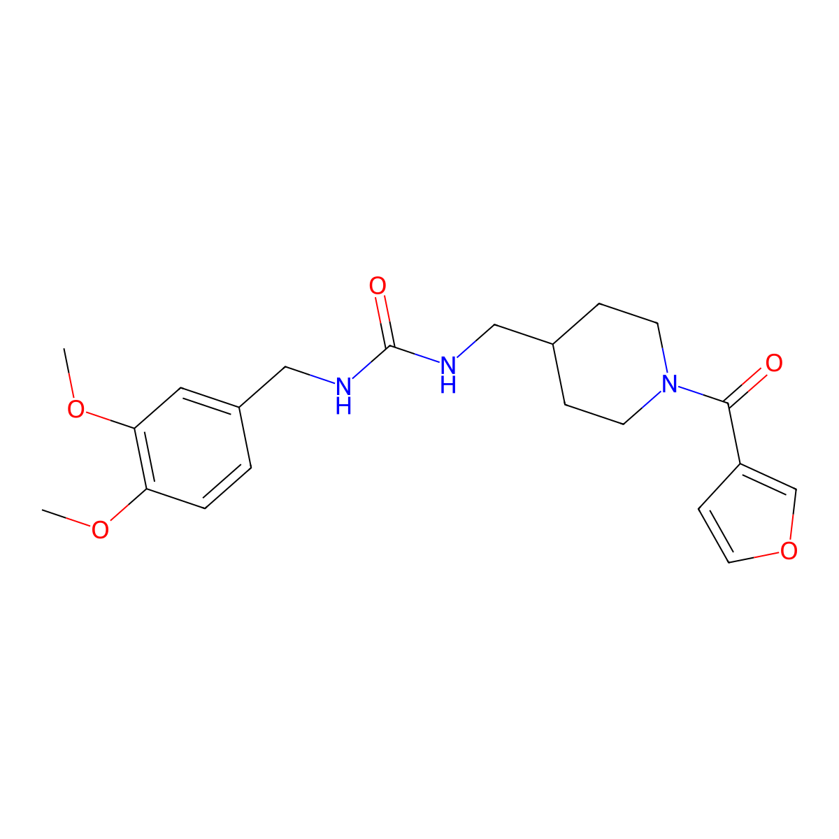 1-(3,4-Dimethoxybenzyl)-3-((1-(furan-3-carbonyl)piperidin-4-yl)methyl)urea molecular structure, CAS 1396761-29-7