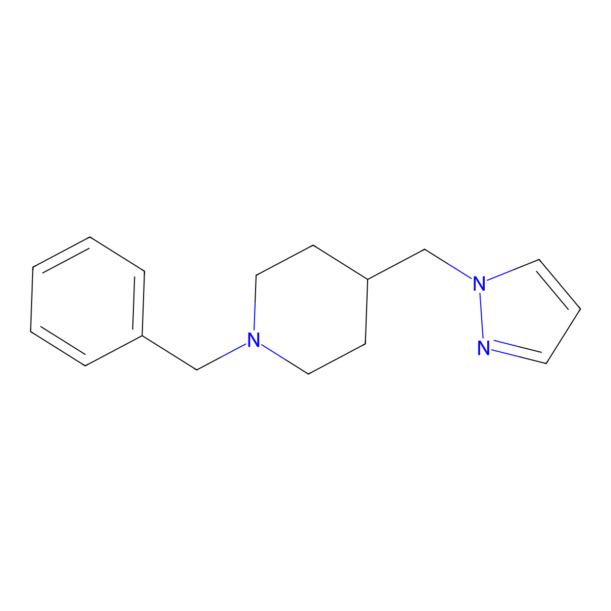 4-((1H-pyrazol-1-yl)methyl)-1-benzylpiperidine molecular structure, CAS 1396761-32-2