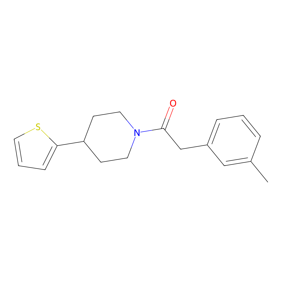 1-(4-(Thiophen-2-yl)piperidin-1-yl)-2-(m-tolyl)ethanone molecular structure, CAS 1396761-34-4