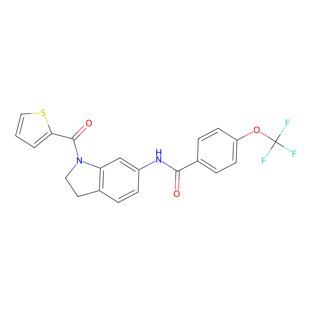 N-(1-(thiophene-2-carbonyl)indolin-6-yl)-4-(trifluoromethoxy)benzamide molecular structure, CAS 1396761-35-5