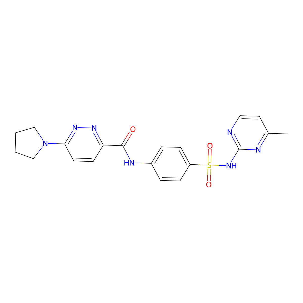 N-(4-(N-(4-methylpyrimidin-2-yl)sulfamoyl)phenyl)-6-(pyrrolidin-1-yl)pyridazine-3-carboxamide molecular structure, CAS 1396761-37-7