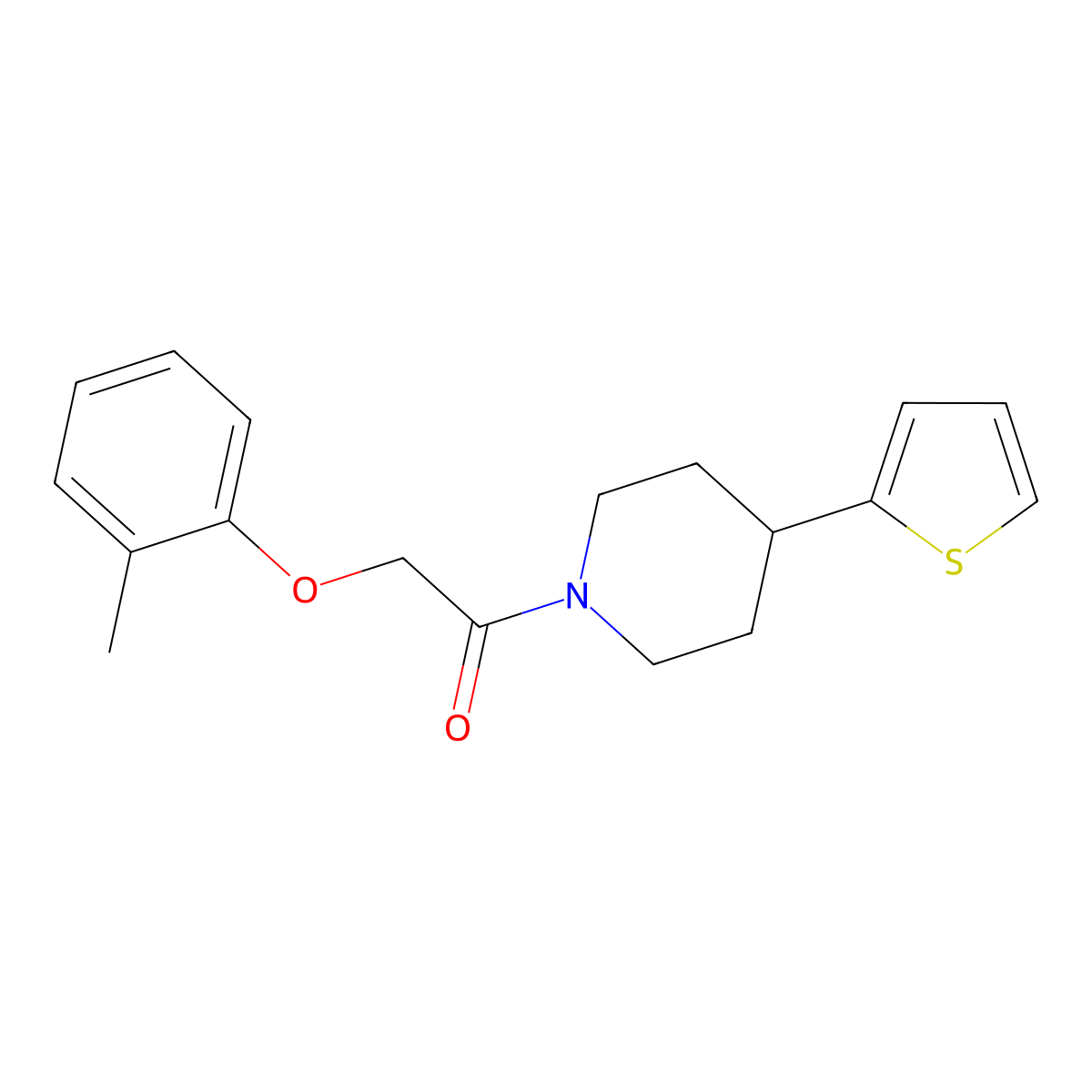 1-(4-(Thiophen-2-yl)piperidin-1-yl)-2-(o-tolyloxy)ethanone molecular structure, CAS 1396761-47-9