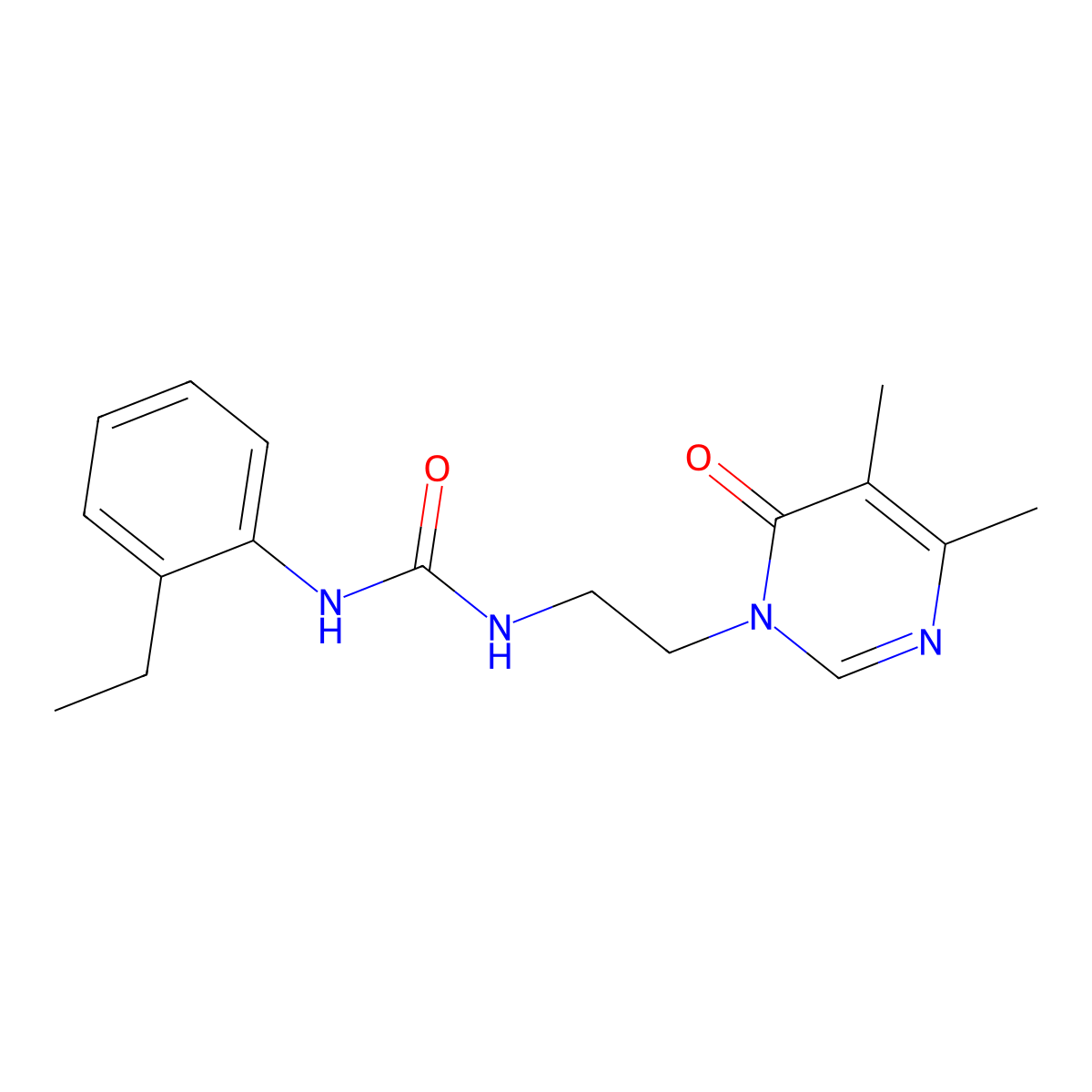 1-(2-(4,5-dimethyl-6-oxopyrimidin-1(6H)-yl)ethyl)-3-(2-ethylphenyl)urea molecular structure, CAS 1396761-48-0
