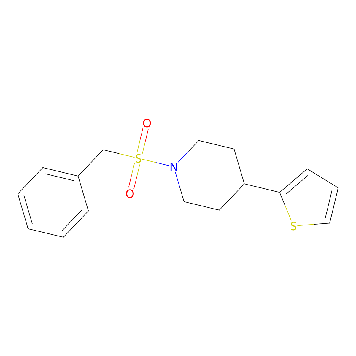 1-(Benzylsulfonyl)-4-(thiophen-2-yl)piperidine molecular structure, CAS 1396761-60-6