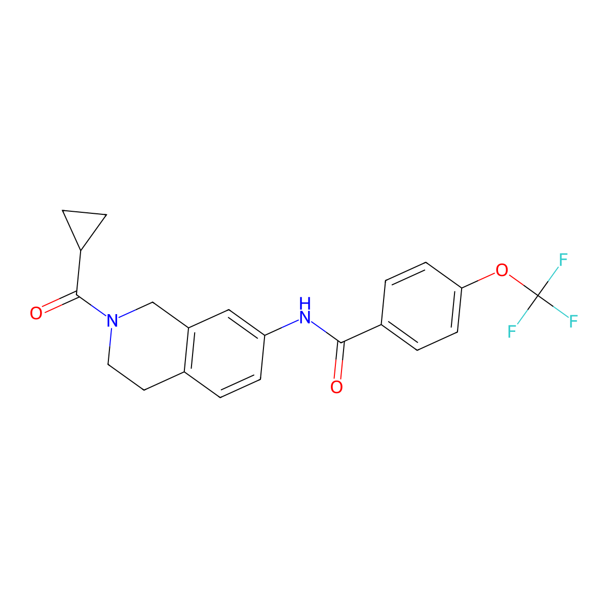 N-(2-(cyclopropanecarbonyl)-1,2,3,4-tetrahydroisoquinolin-7-yl)-4-(trifluoromethoxy)benzamide molecular structure, CAS 1396761-61-7