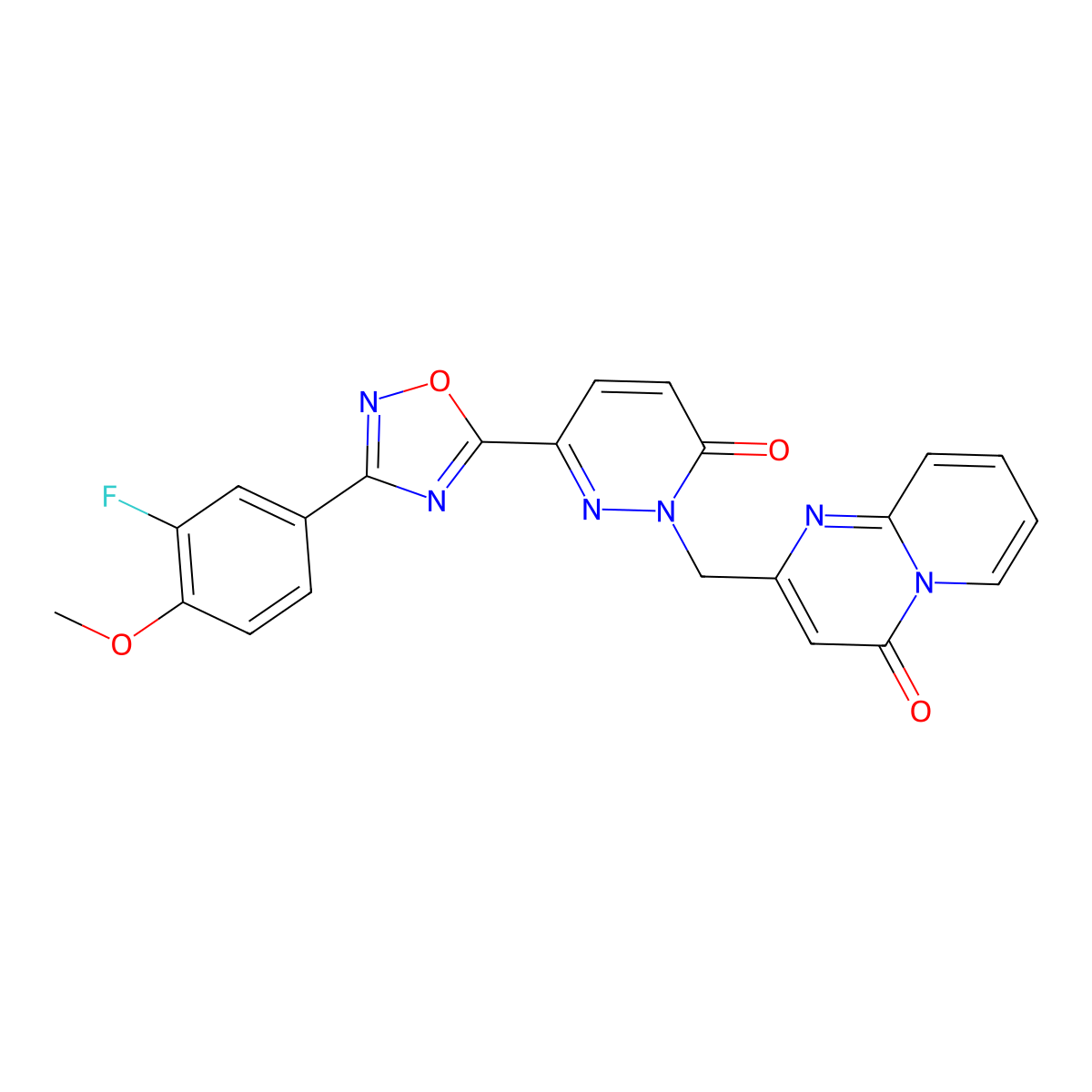2-{[3-[3-(3-fluoro-4-methoxyphenyl)-1,2,4-oxadiazol-5-yl]-6-oxopyridazin-1(6H)-yl]methyl}-4H-pyrido[1,2-a]pyrimidin-4-one molecular structure, CAS 1396761-67-3