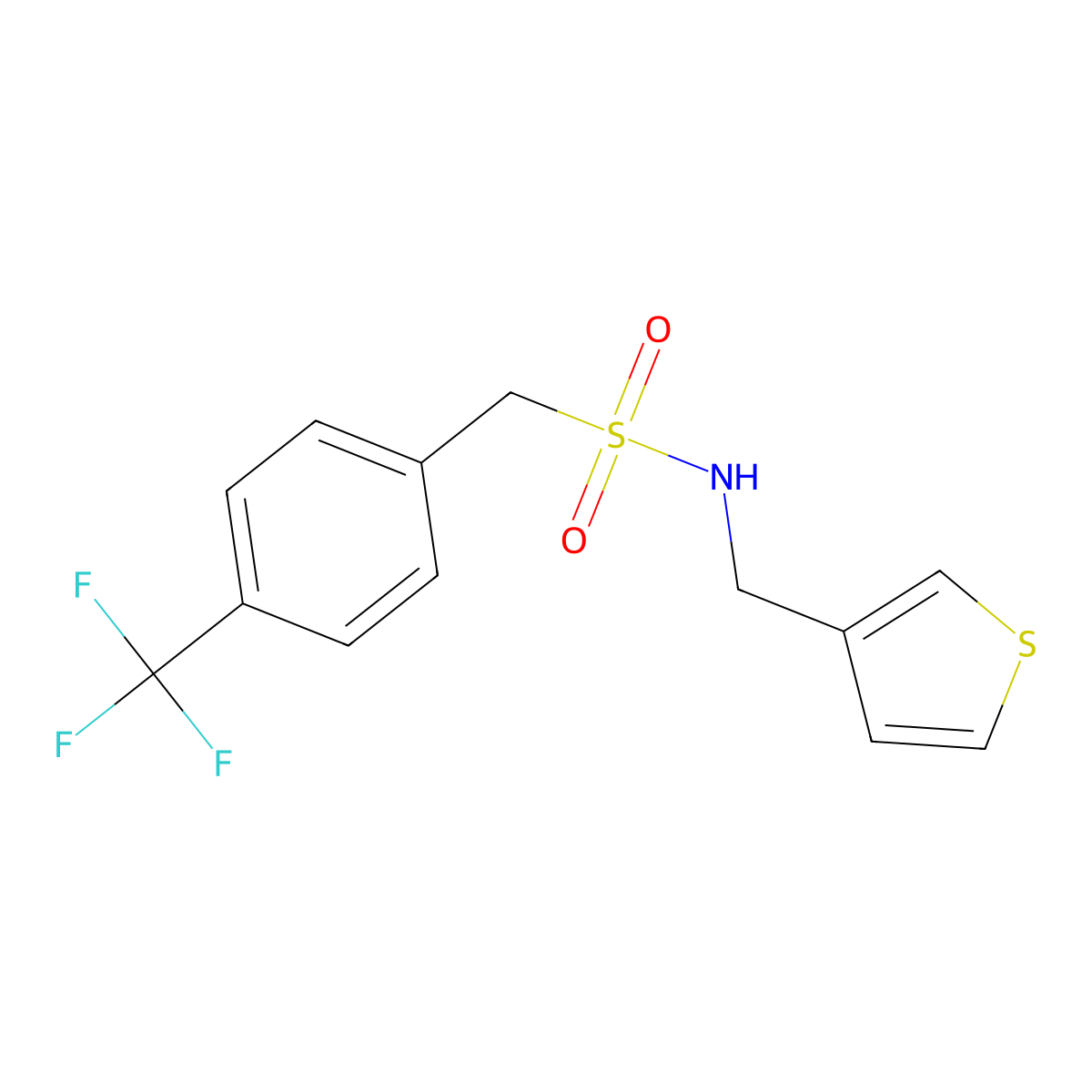 N-(thiophen-3-ylmethyl)-1-(4-(trifluoromethyl)phenyl)methanesulfonamide molecular structure, CAS 1396761-70-8