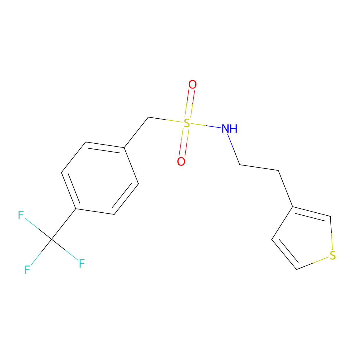 N-[2-(thiophen-3-yl)ethyl]-1-[4-(trifluoromethyl)phenyl]methanesulfonamide molecular structure, CAS 1396761-75-3