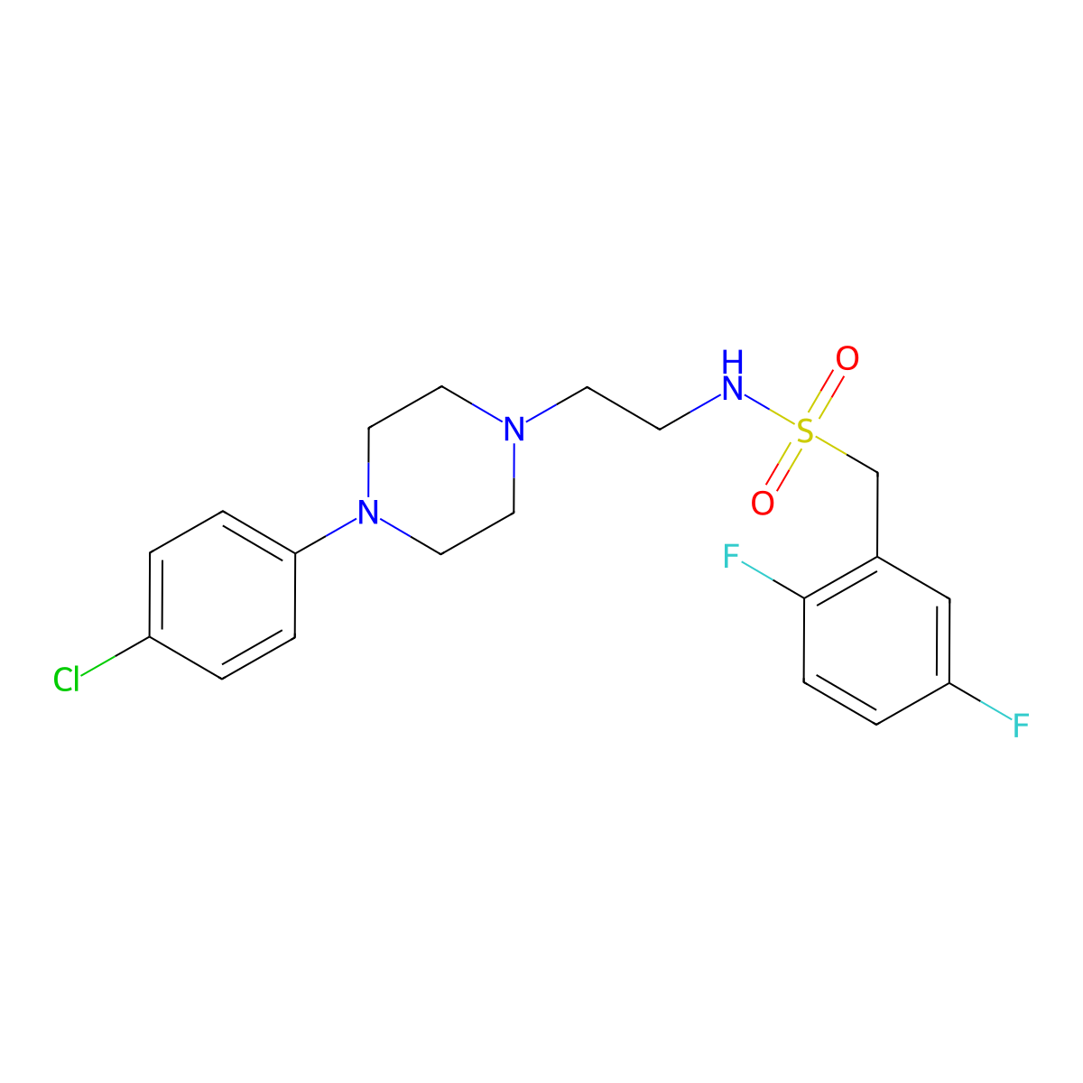 N-{2-[4-(4-chlorophenyl)piperazin-1-yl]ethyl}-1-(2,5-difluorophenyl)methanesulfonamide molecular structure, CAS 1396761-82-2