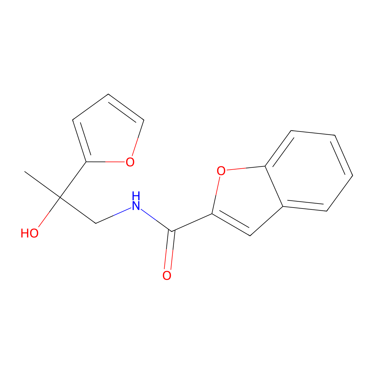 N-(2-(furan-2-yl)-2-hydroxypropyl)benzofuran-2-carboxamide molecular structure, CAS 1396761-87-7