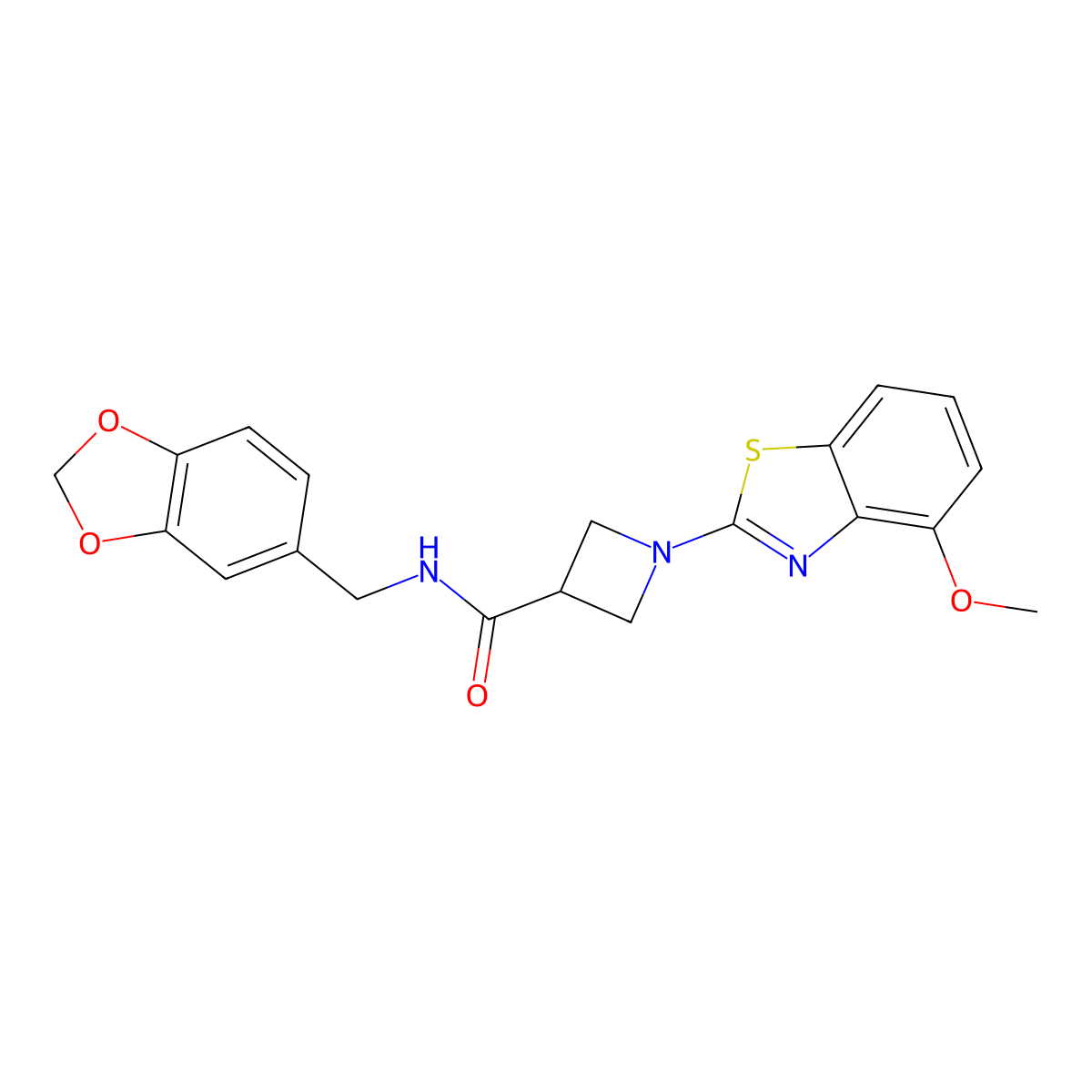 N-(benzo[d][1,3]dioxol-5-ylmethyl)-1-(4-methoxybenzo[d]thiazol-2-yl)azetidine-3-carboxamide molecular structure, CAS 1396761-93-5