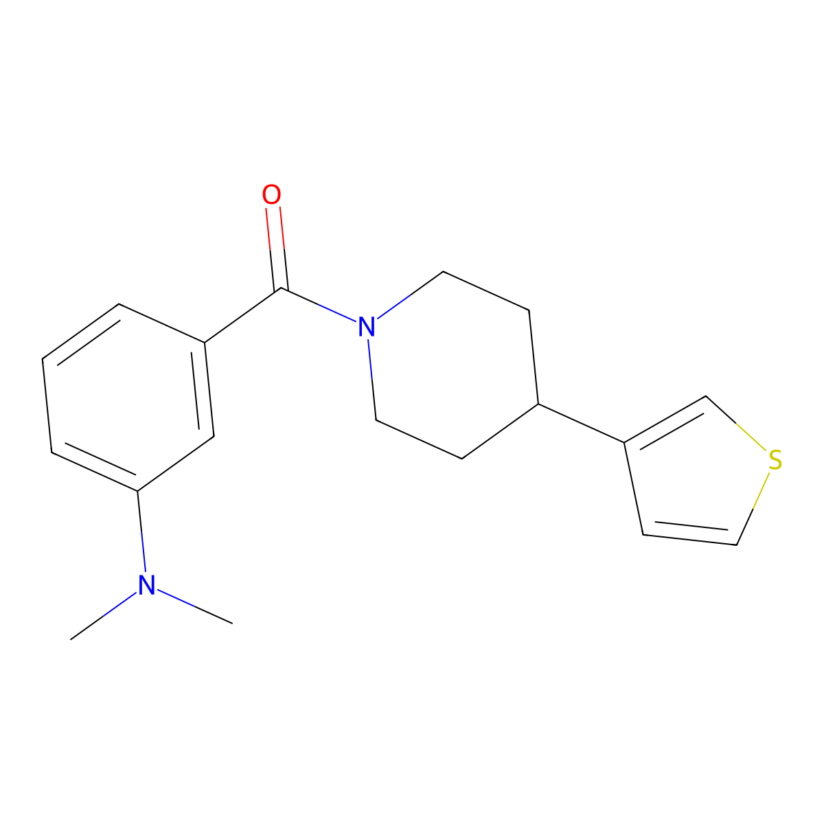 (3-(Dimethylamino)phenyl)(4-(thiophen-3-yl)piperidin-1-yl)methanone molecular structure, CAS 1396761-94-6