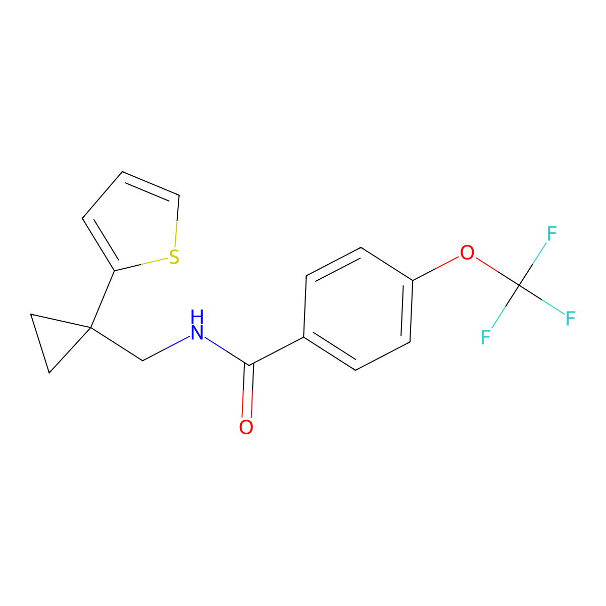 N-{[1-(thiophen-2-yl)cyclopropyl]methyl}-4-(trifluoromethoxy)benzamide molecular structure, CAS 1396761-95-7