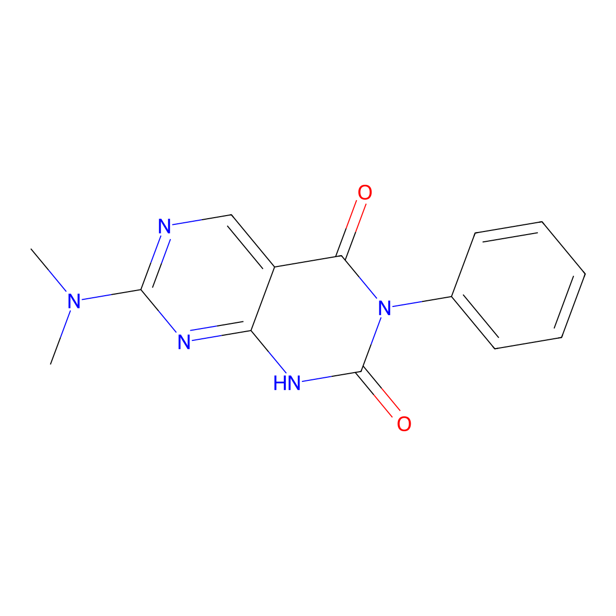 7-(dimethylamino)-3-phenylpyrimido[4,5-d]pyrimidine-2,4(1H,3H)-dione molecular structure, CAS 1396761-96-8