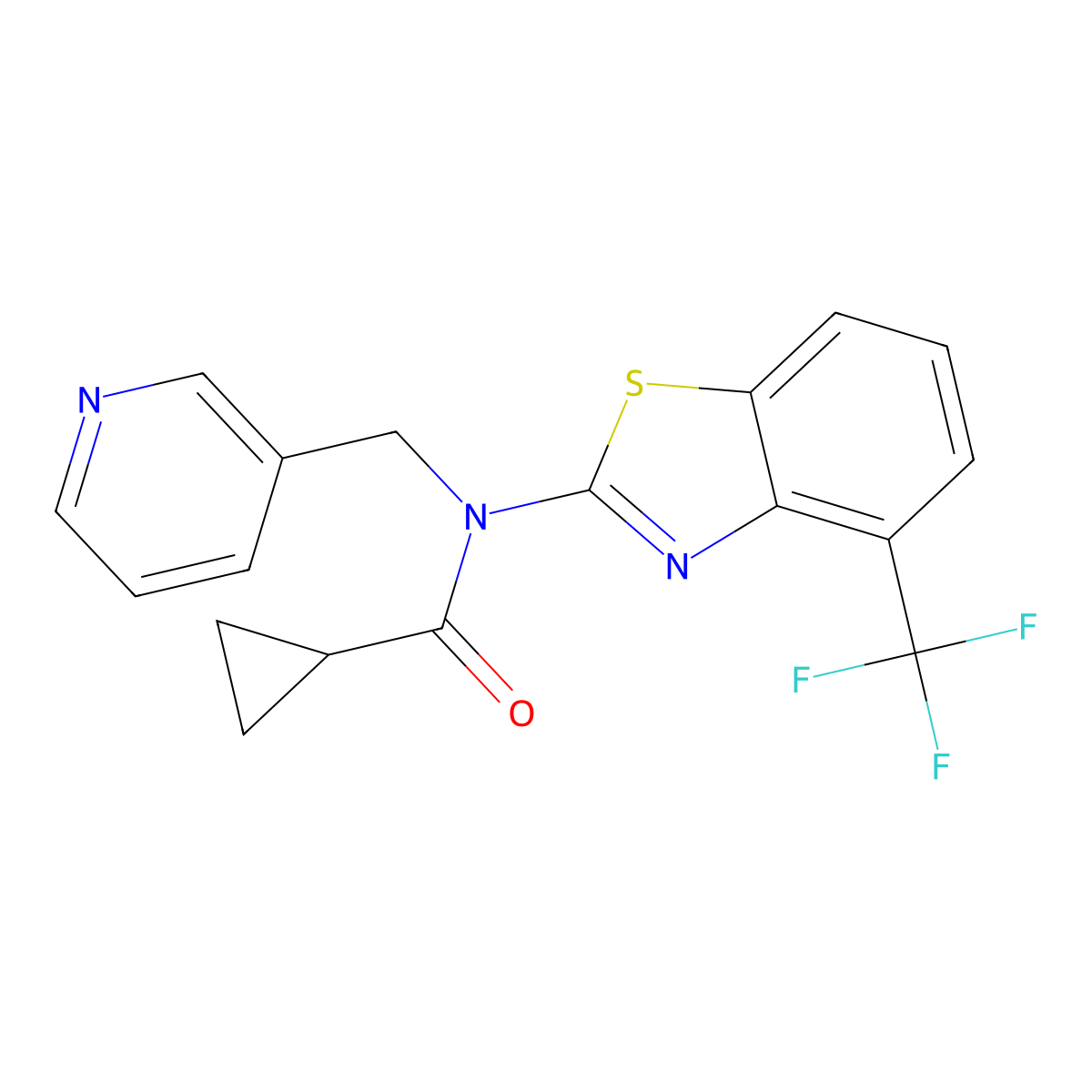 N-(pyridin-3-ylmethyl)-N-(4-(trifluoromethyl)benzo[d]thiazol-2-yl)cyclopropanecarboxamide molecular structure, CAS 1396761-98-0