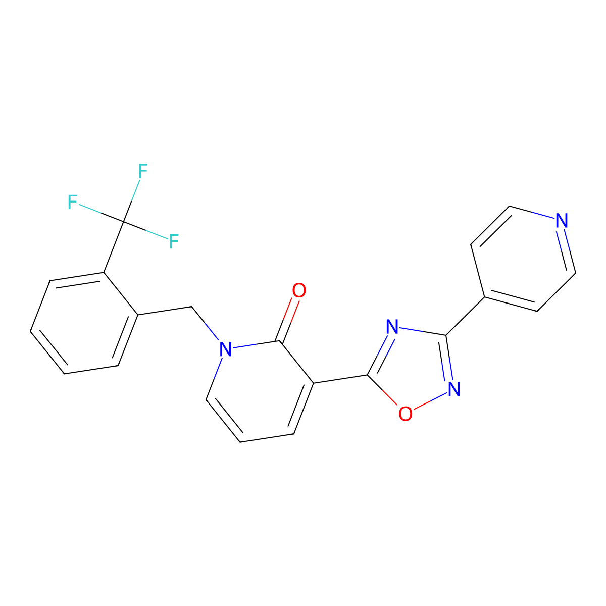 3-(3-pyridin-4-yl-1,2,4-oxadiazol-5-yl)-1-[2-(trifluoromethyl)benzyl]pyridin-2(1H)-one molecular structure, CAS 1396761-99-1