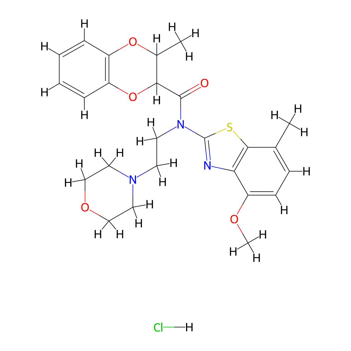 N-(4-methoxy-7-methylbenzo[d]thiazol-2-yl)-3-methyl-N-(2-morpholinoethyl)-2,3-dihydrobenzo[b][1,4]dioxine-2-carboxamide hydrochloride molecular structure, CAS 1396762-03-0
