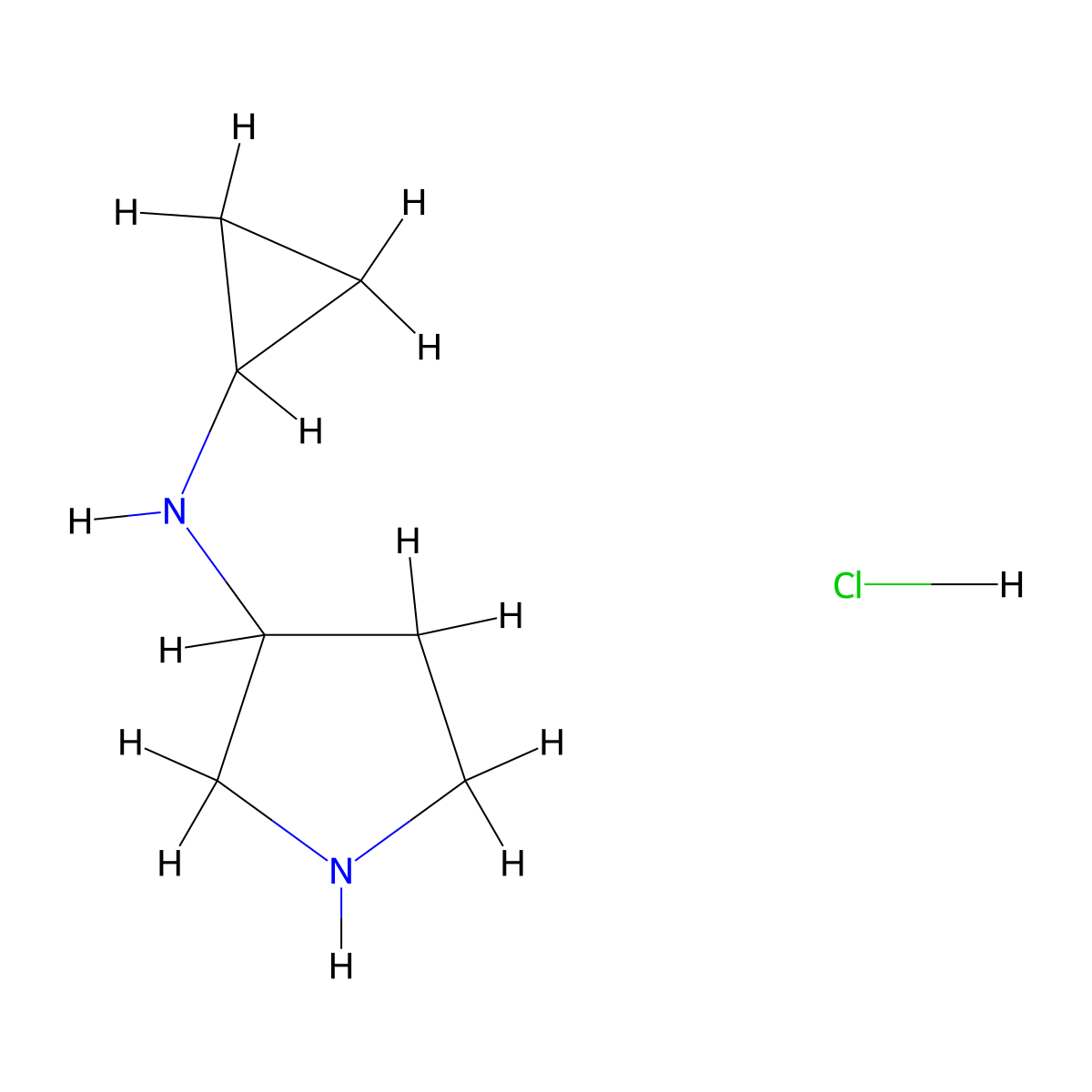 N-Cyclopropylpyrrolidin-3-amine hydrochloride molecular structure, CAS 1396762-12-1