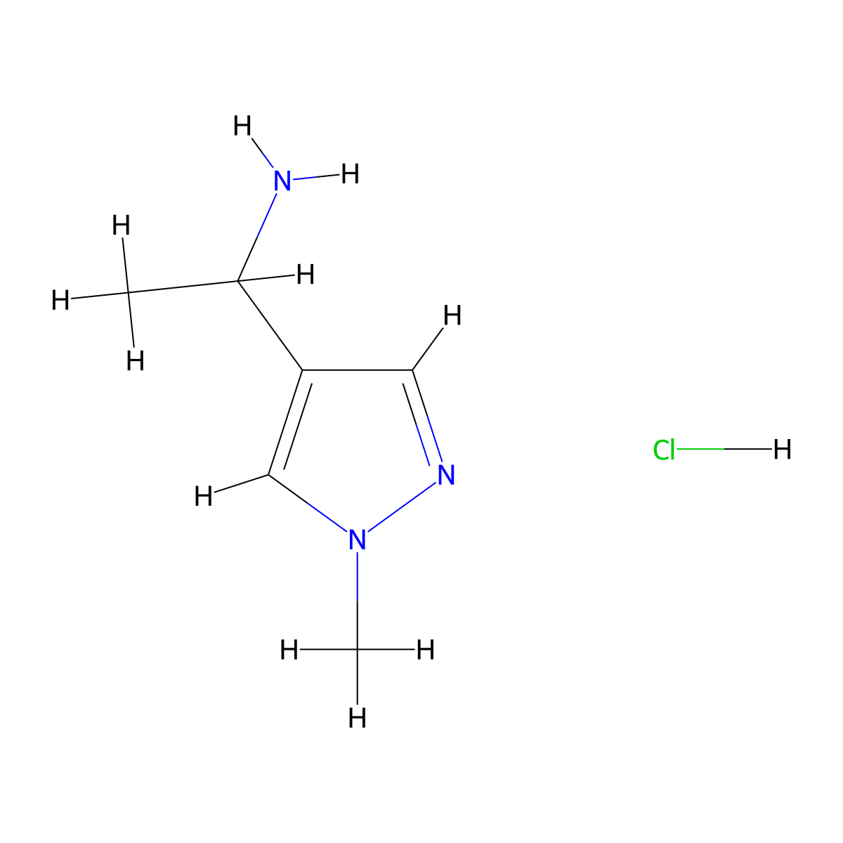 1-(1-Methyl-1H-pyrazol-4-yl)ethanamine hydrochloride molecular structure, CAS 1396762-20-1