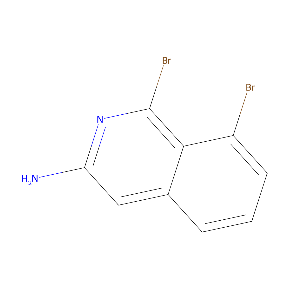 1,8-Dibromoisoquinolin-3-amine molecular structure, CAS 1396762-40-5