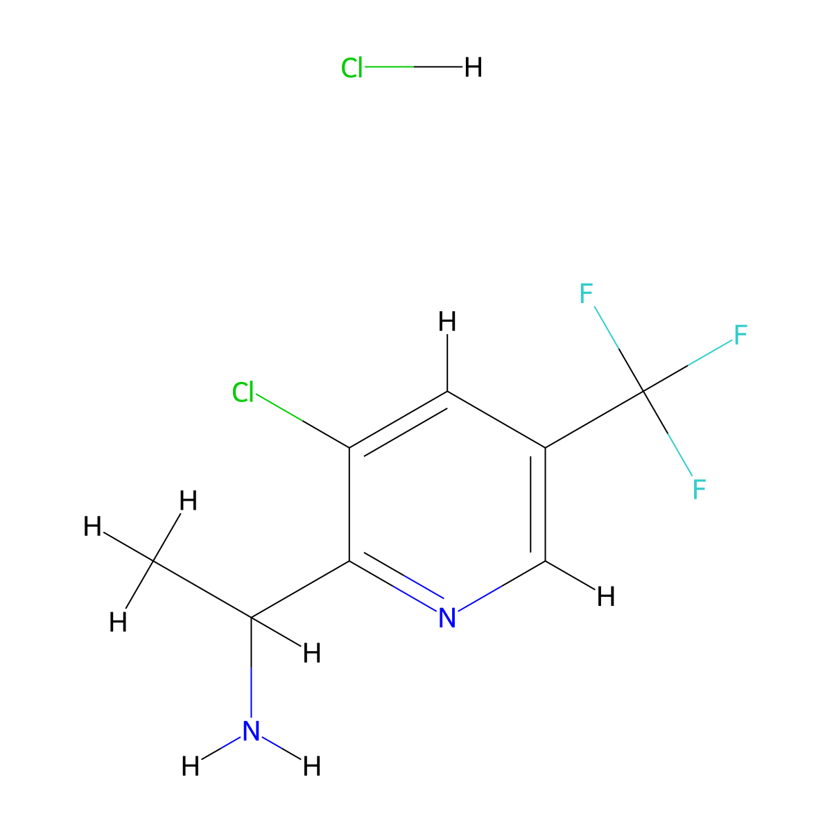 1-(3-Chloro-5-(trifluoromethyl)pyridin-2-yl)ethanamine hydrochloride molecular structure, CAS 1396762-41-6