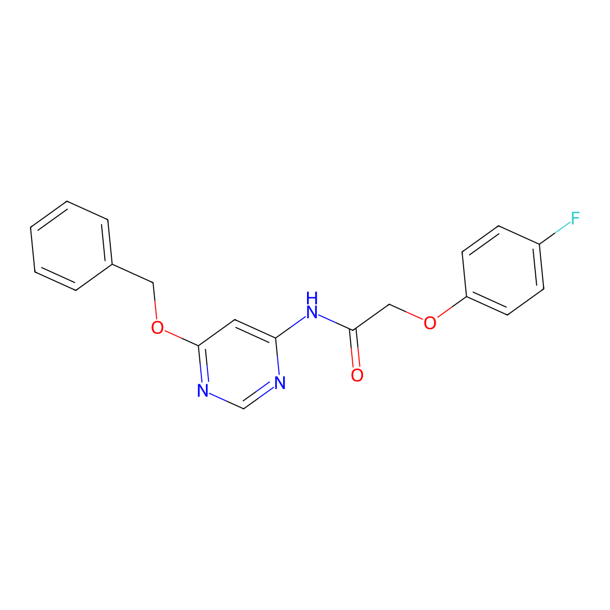 N-(6-(benzyloxy)pyrimidin-4-yl)-2-(4-fluorophenoxy)acetamide molecular structure, CAS 1396764-76-3
