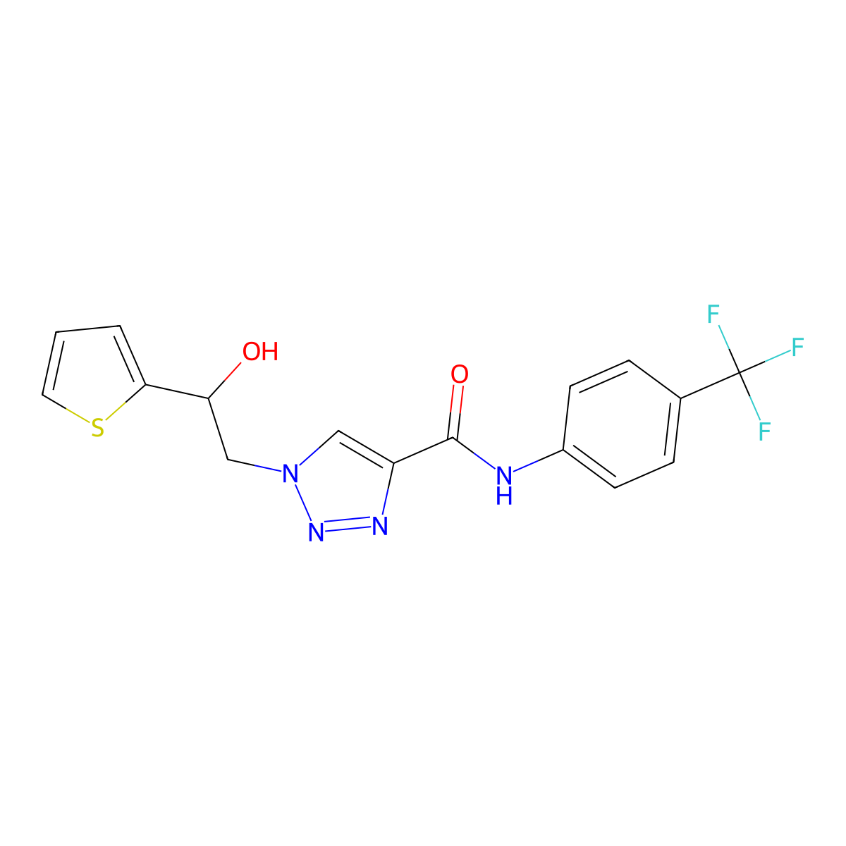 1-(2-hydroxy-2-(thiophen-2-yl)ethyl)-N-(4-(trifluoromethyl)phenyl)-1H-1,2,3-triazole-4-carboxamide molecular structure, CAS 1396764-78-5