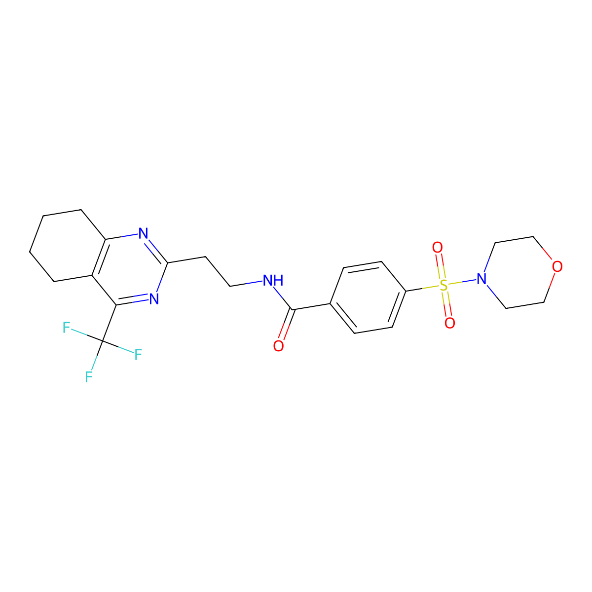 4-(morpholinosulfonyl)-N-(2-(4-(trifluoromethyl)-5,6,7,8-tetrahydroquinazolin-2-yl)ethyl)benzamide molecular structure, CAS 1396764-80-9